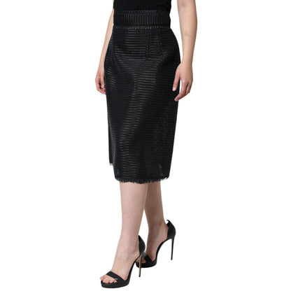 Dolce & Gabbana Black Viscose High Waist Pencil Cut Skirt