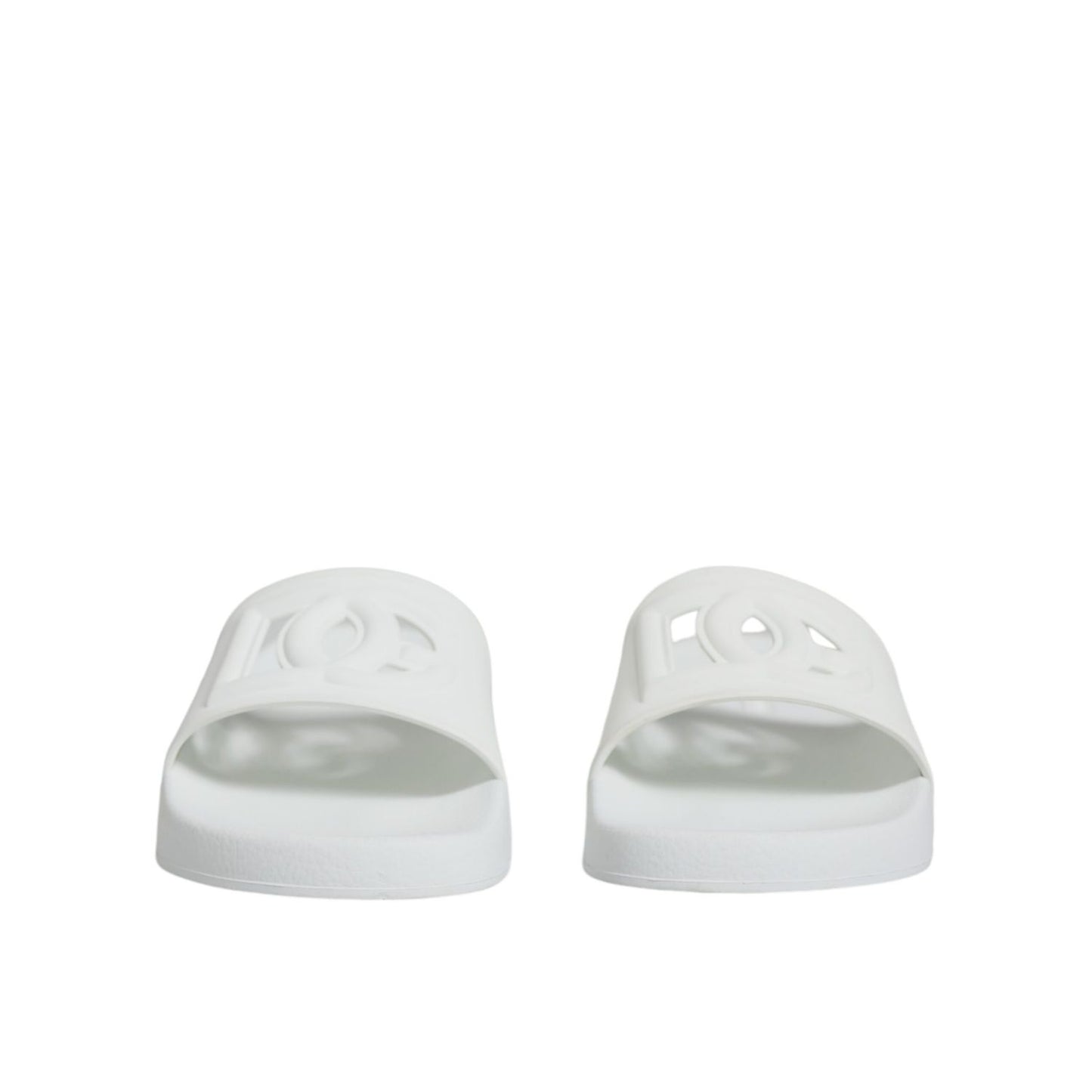 Dolce & Gabbana White Rubber Slides Sandals Beachwear Shoes