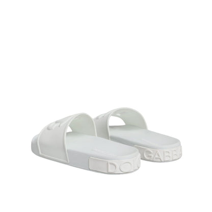 Dolce & Gabbana White Rubber Slides Sandals Beachwear Shoes