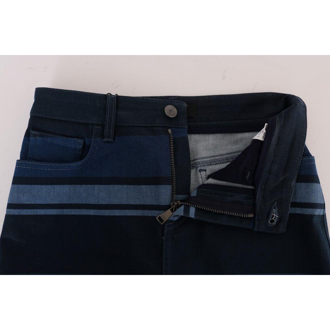Dolce & Gabbana Blue Short striped Mini Denim Skirt