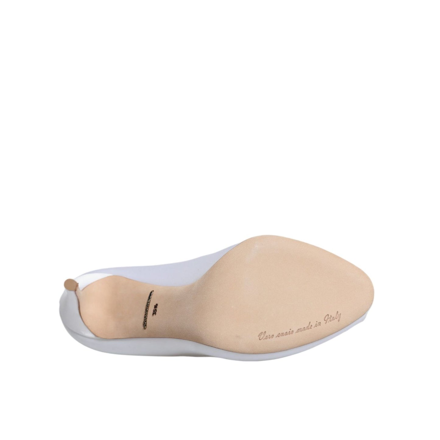 Dolce & Gabbana White Crystals Peep Toe Satin Pumps Shoes