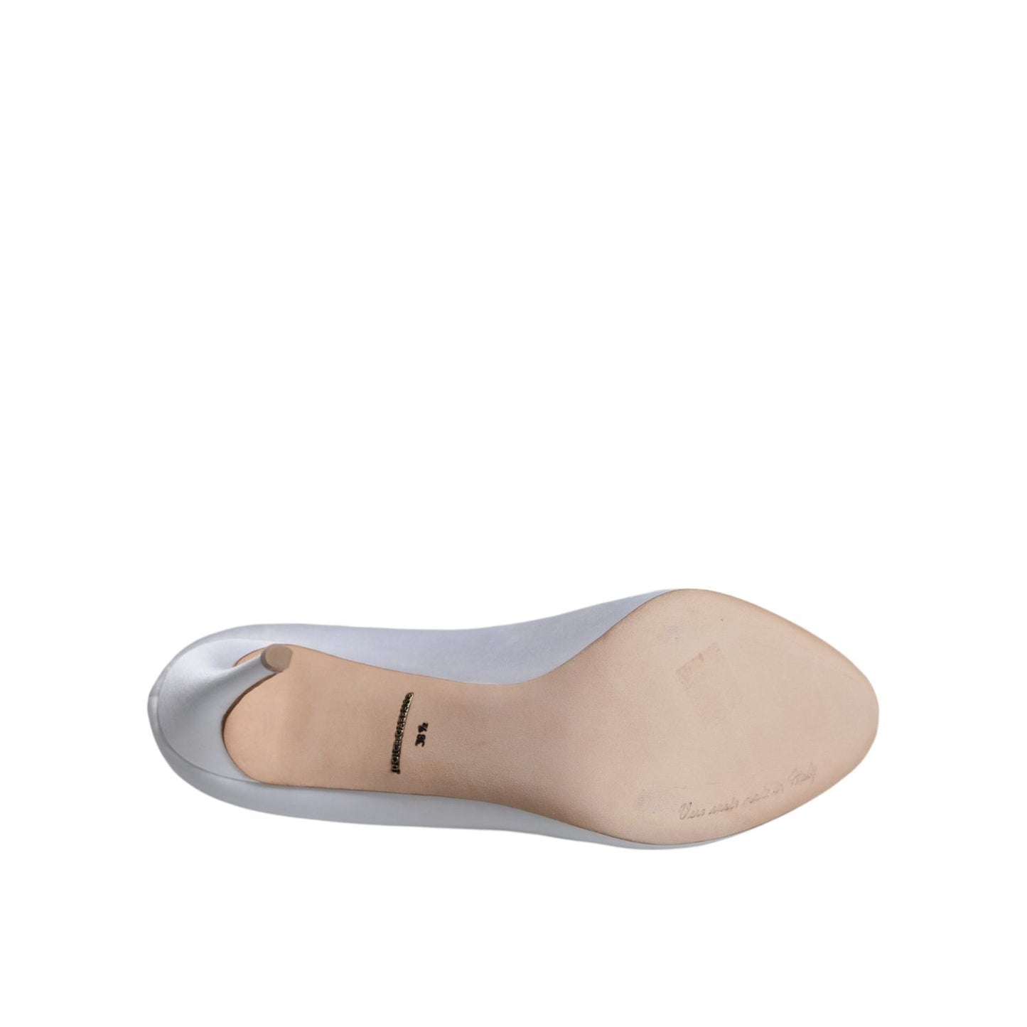 Dolce & Gabbana White Crystals Peep Toe Satin Pumps Shoes