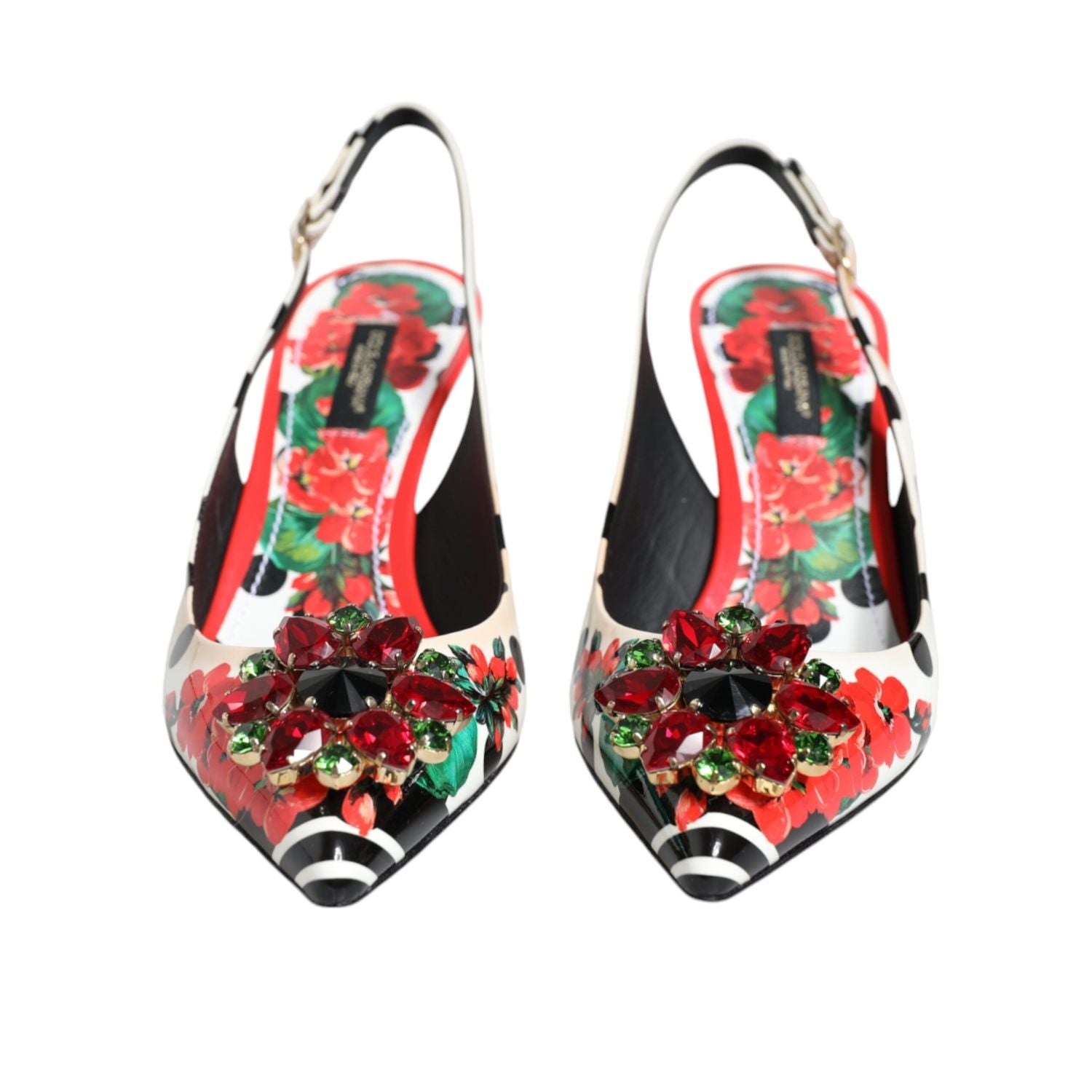 Dolce & Gabbana Multicolor Crystal Heels Slingback Shoes