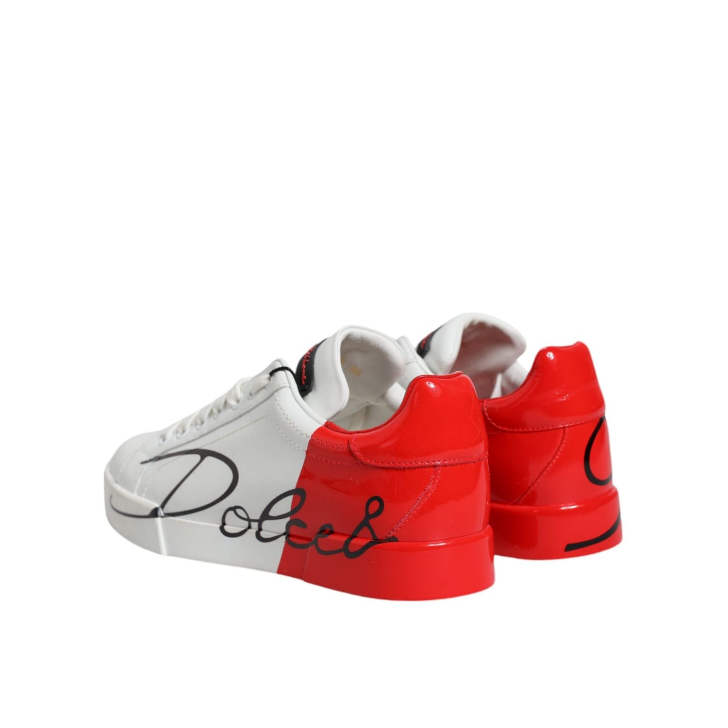Dolce & Gabbana White Red Portofino Low Top Sneakers Shoes