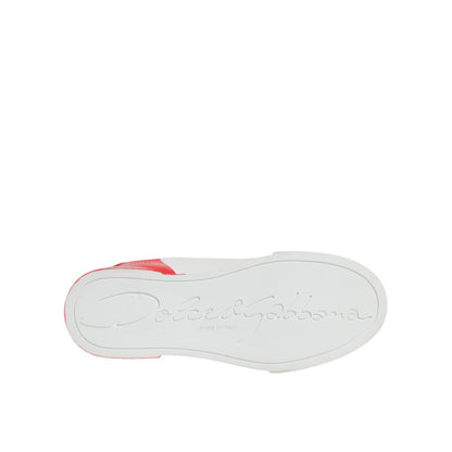 Dolce & Gabbana White Red Portofino Low Top Sneakers Shoes
