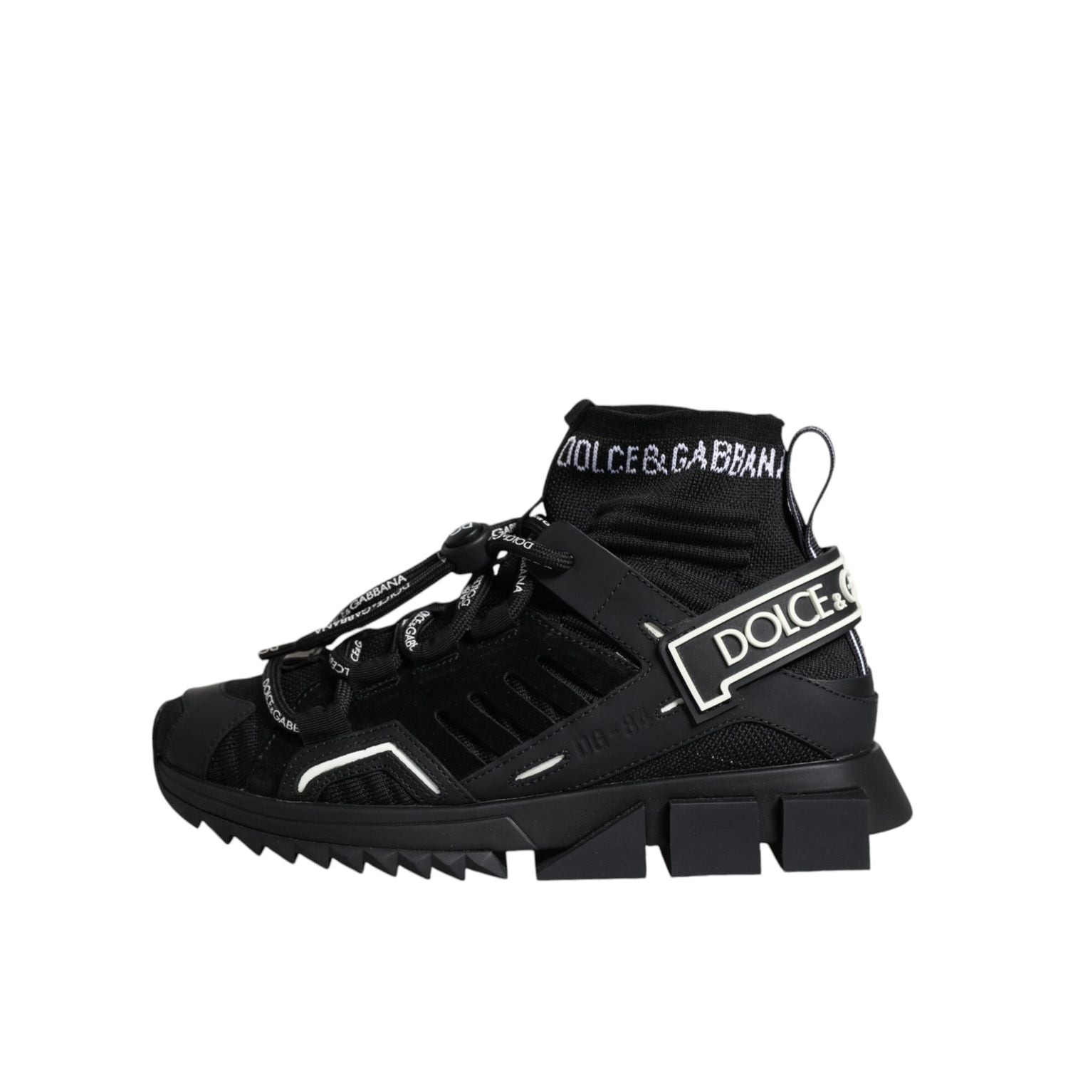 Dolce & Gabbana Black Sorrento Socks Logo Sneakers Shoes