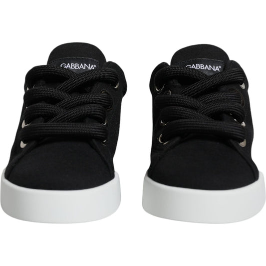 Dolce & Gabbana Black White Portofino Low Top Sneakers Shoes Dolce & Gabbana Light Gray