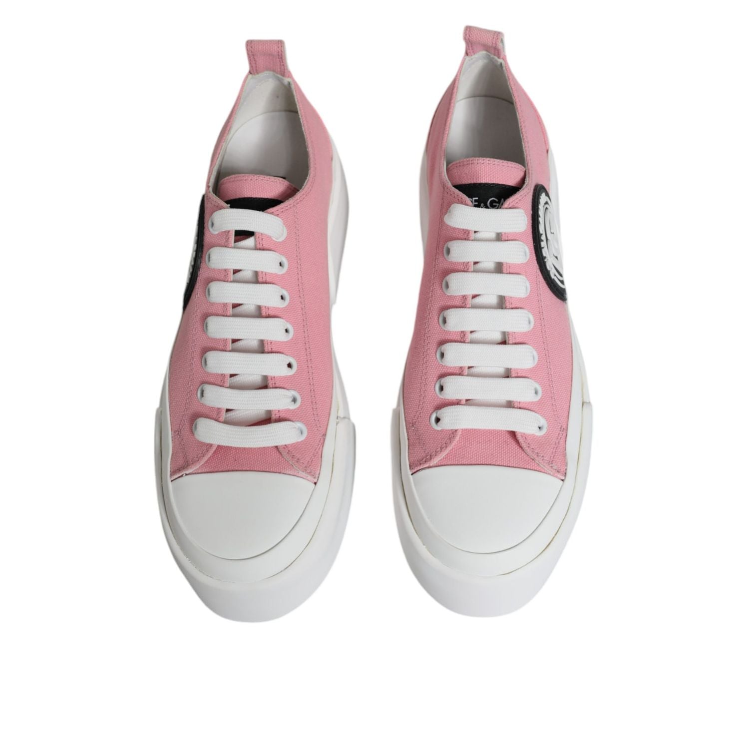 Dolce & Gabbana Pink White Canvas Logo Low Top Sneakers Shoes