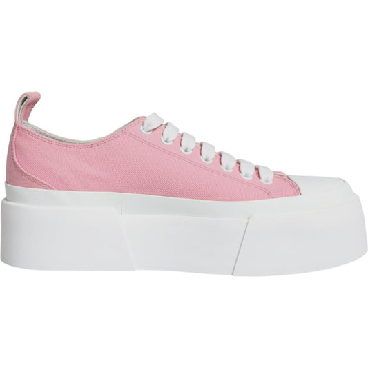 Dolce & Gabbana Pink White Canvas Logo Low Top Sneakers Shoes LA12018-39