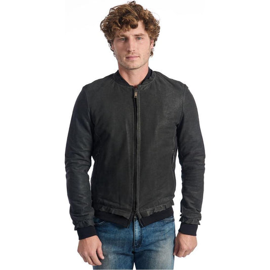 Roberto Pepe Luxury Gray Lambskin Men's Jacket RO-24689-IT48 | M