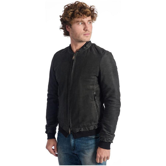 Roberto Pepe Luxury Gray Lambskin Men's Jacket RO-24689-IT48 | M
