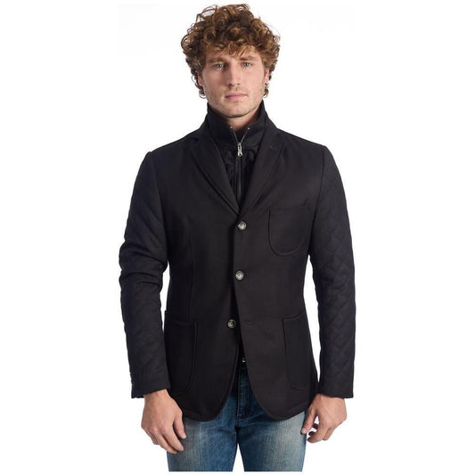 Roberto Pepe Luxury Black Wool Men Jacket