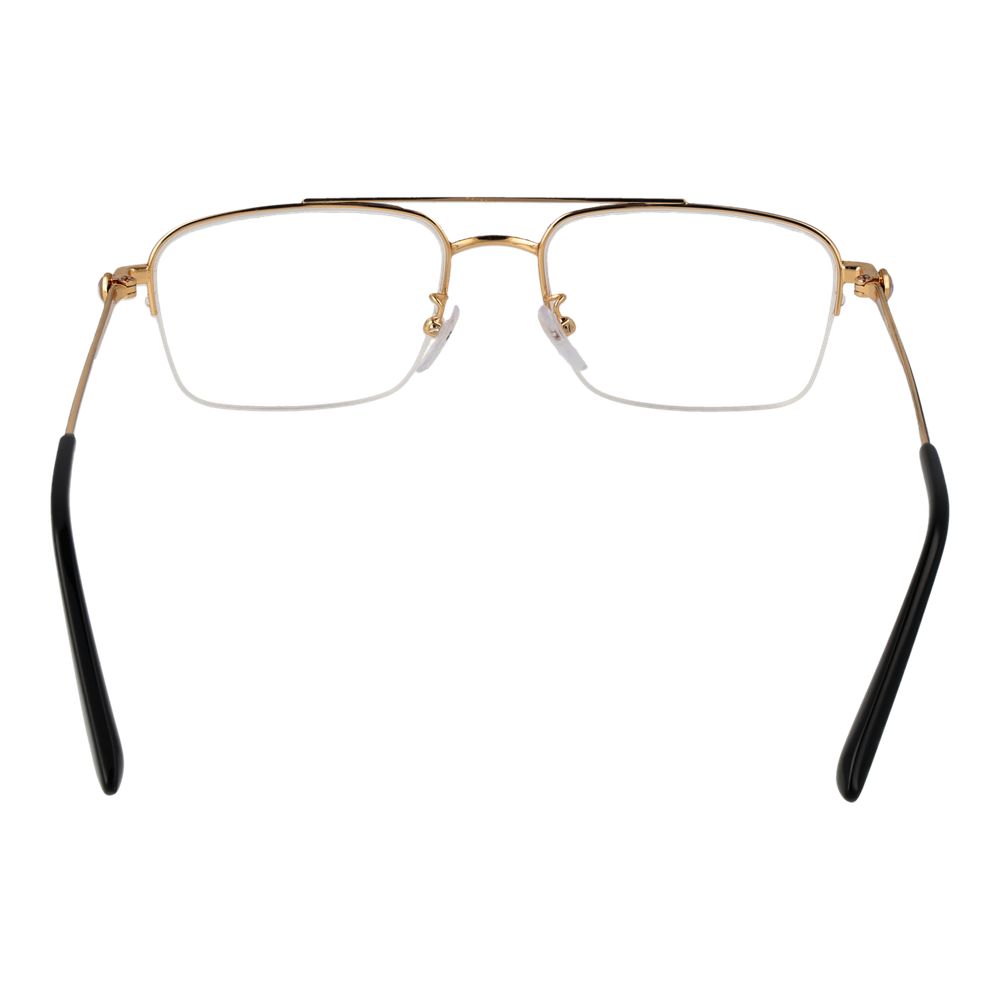 BMW Gold Men Glasses Frame, half-rim metal aviator style with demo lenses, gold color, temples length 150mm, includes branded case