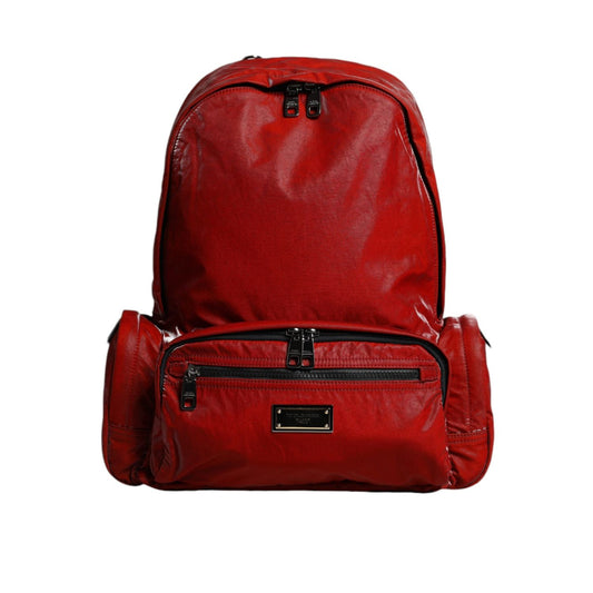 Dolce & Gabbana Red Patent Leather Logo Plaque Backpack Bag BAG4114