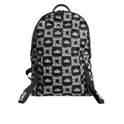 Dolce & Gabbana Black White DG Crown Logo Nylon Backpack Bag