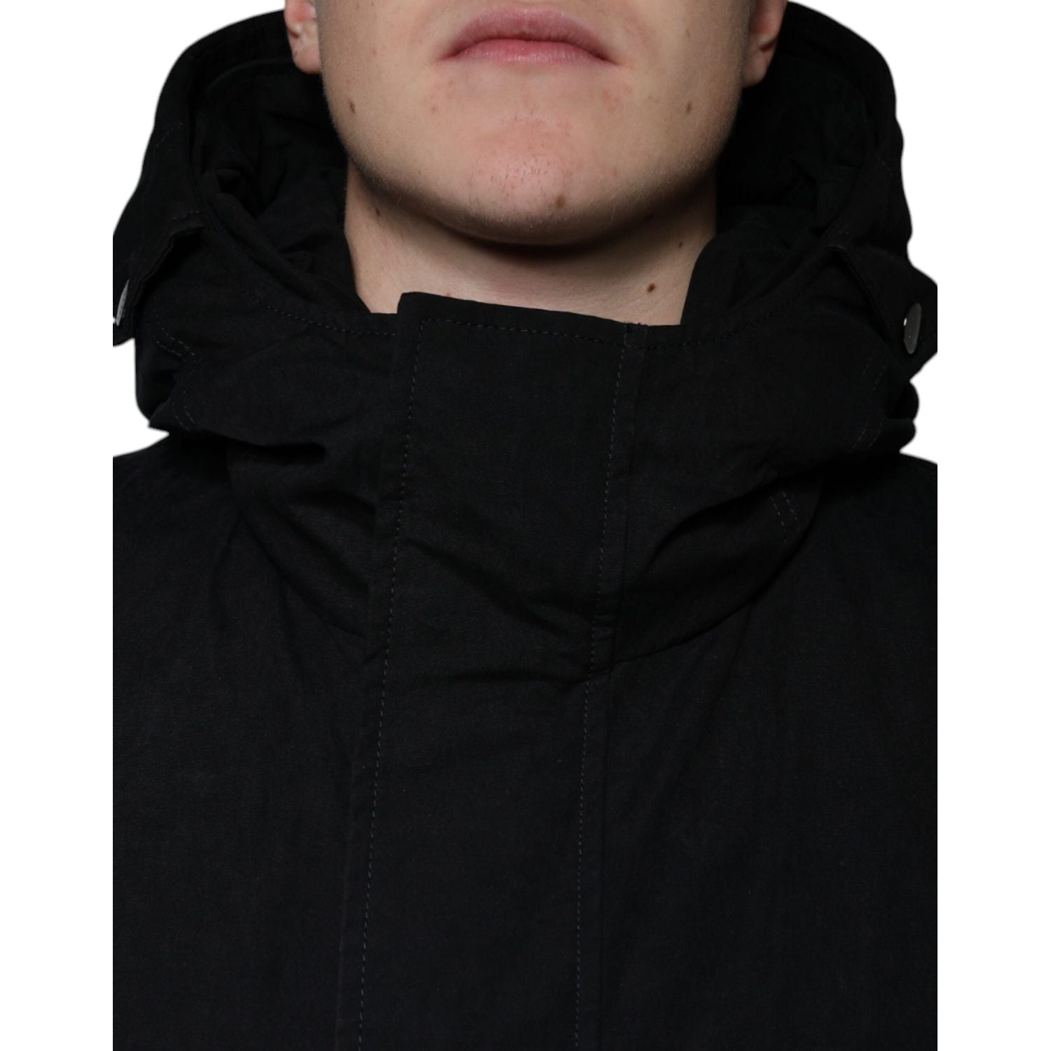 Dolce & Gabbana Black Hooded Parka Cotton Trench Coat Jacket