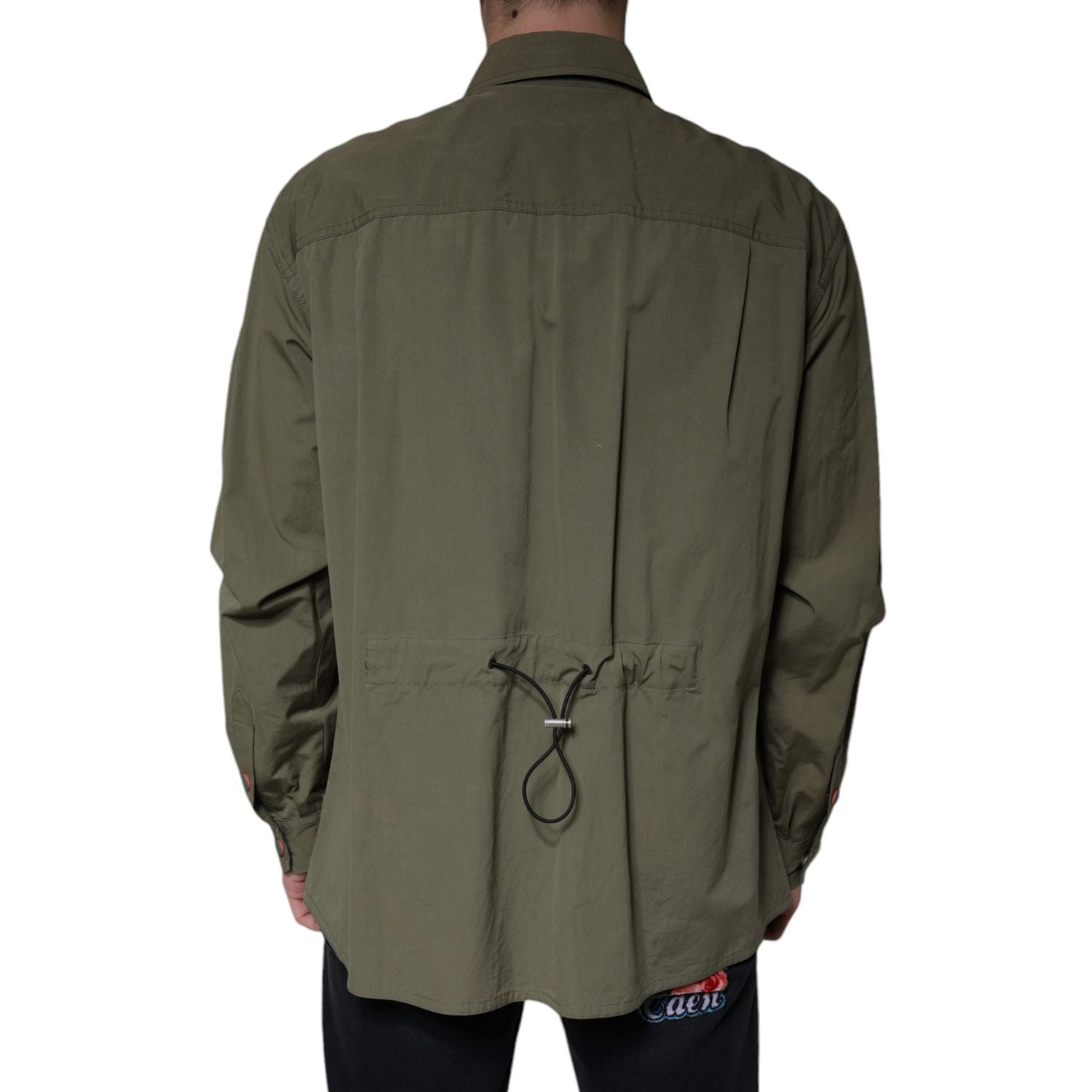 Dolce & Gabbana Military Green Cotton Bend Collared Coat Jacket
