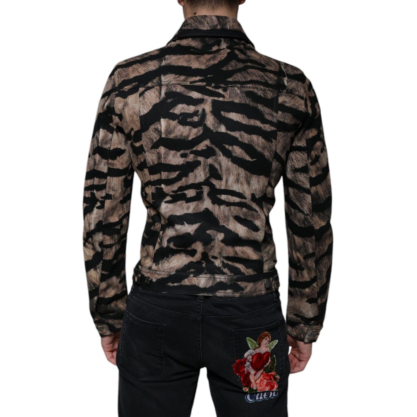 Dolce & Gabbana Brown Tiger Button Down Collared Jacket