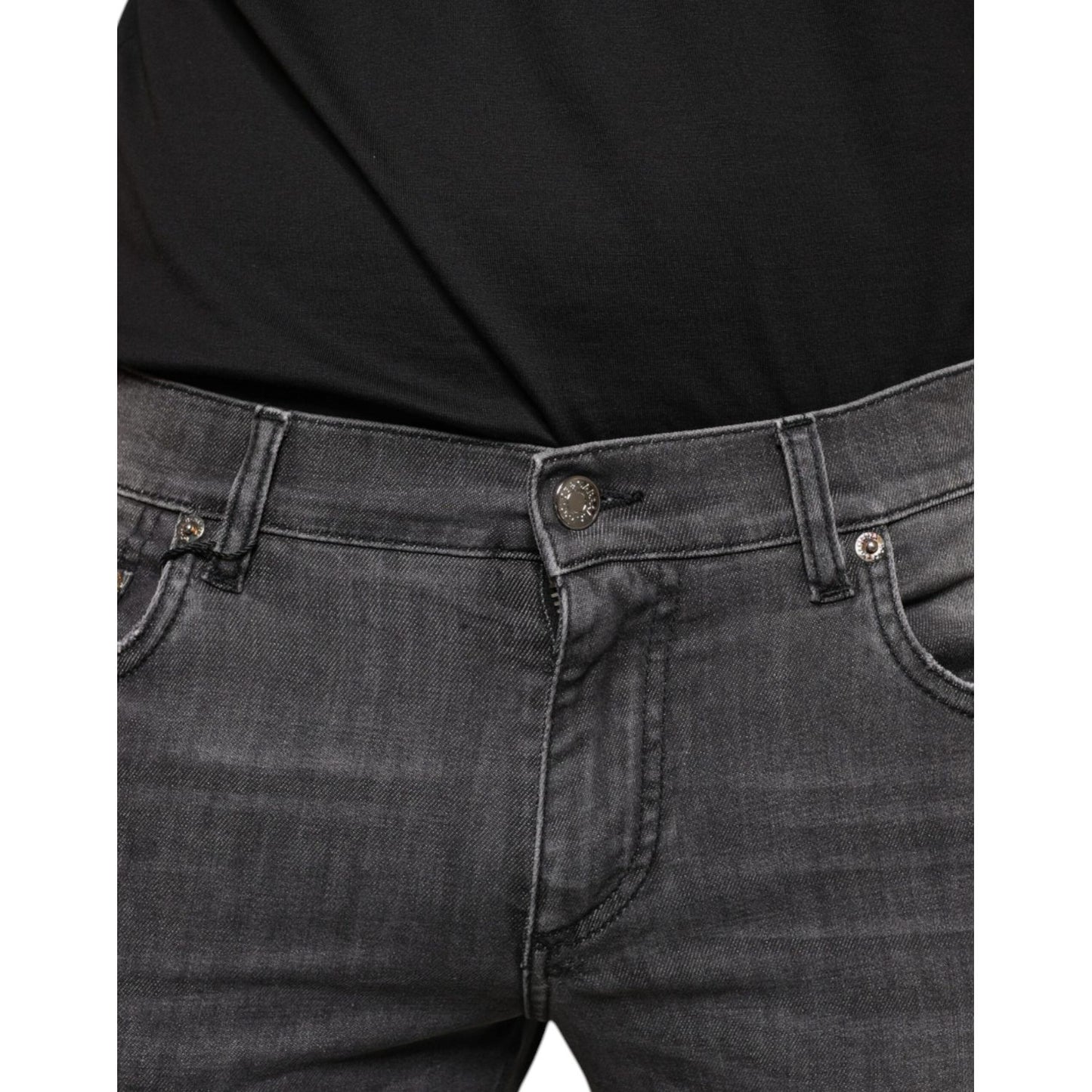 Dolce & Gabbana Black Tattered Cotton Skinny Men Denim Jeans