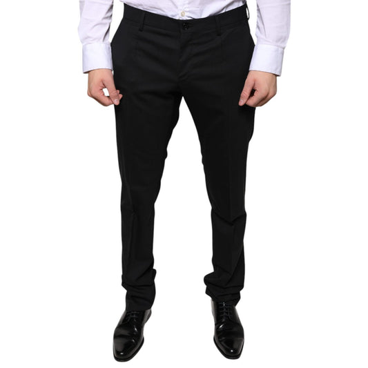 Dolce & Gabbana Black Wool Skinny Dress Formal Pants