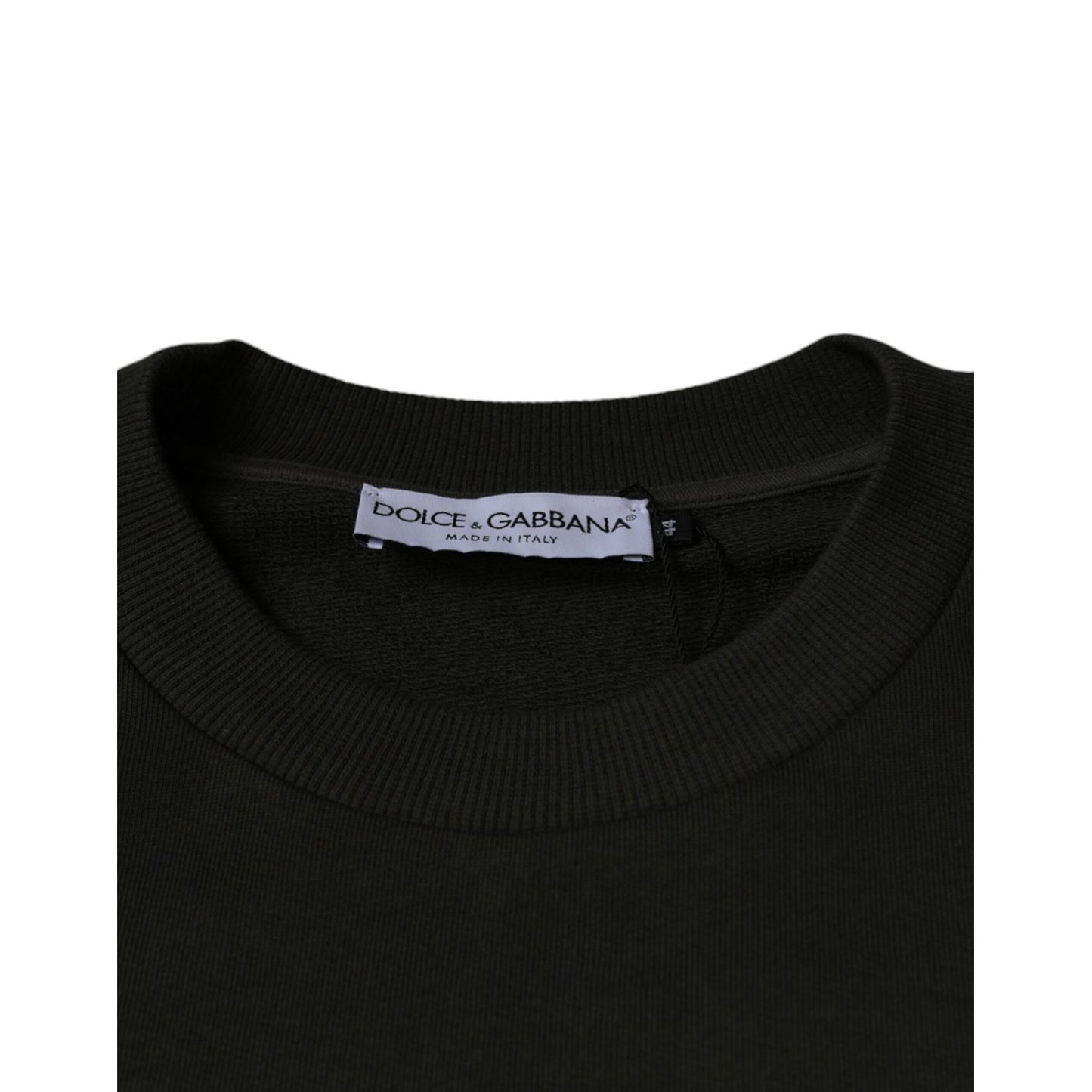Dolce & Gabbana Army Green DG Crown Crew Neck Pullover Sweater
