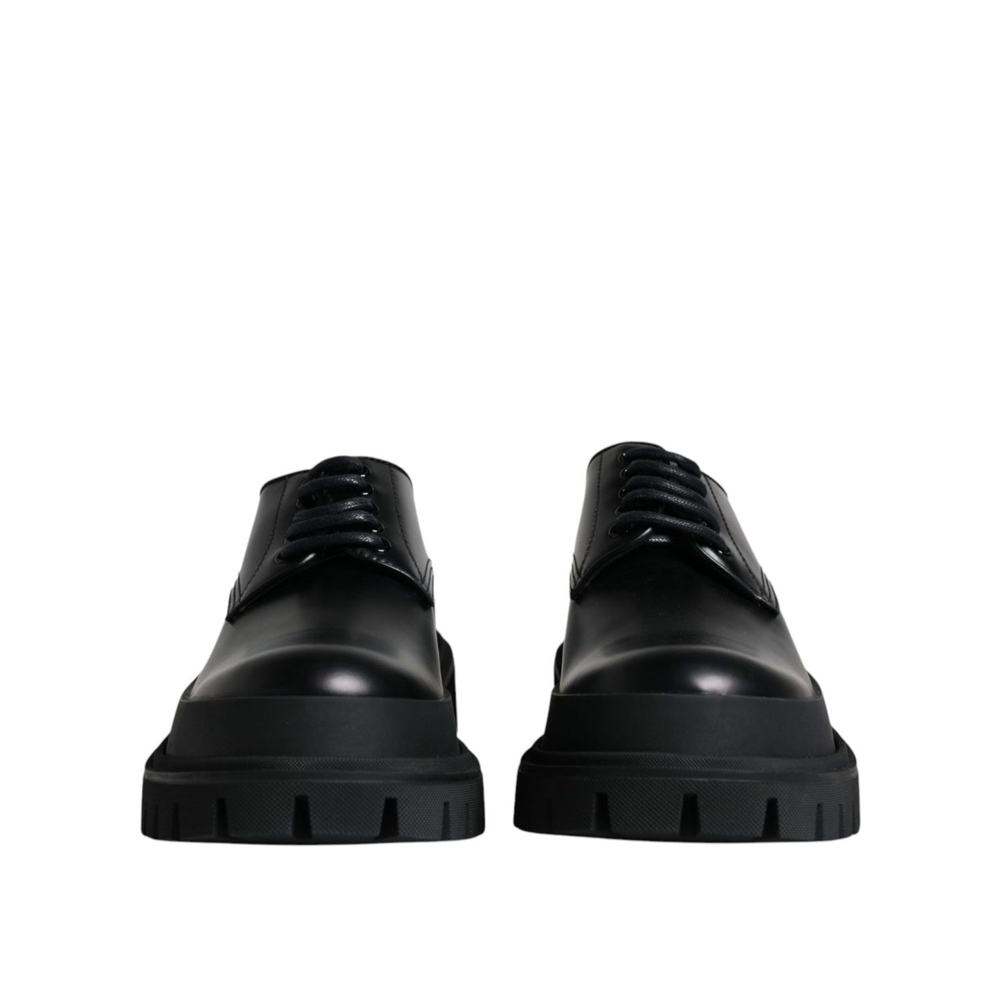 Dolce & Gabbana Black Leather Lace Up Trekking Dress Shoes