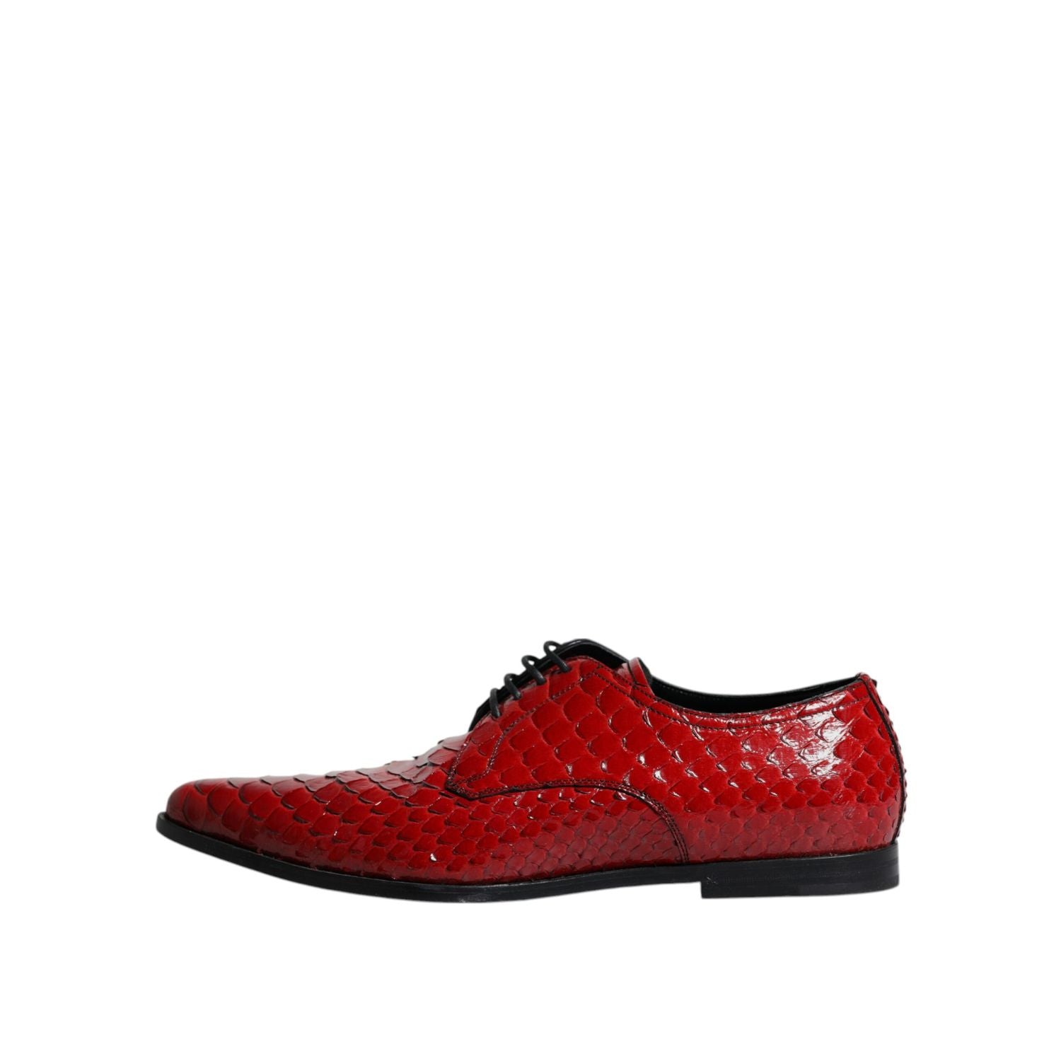 Dolce & Gabbana Red Textured Varnished Derby Men Formal Shoes