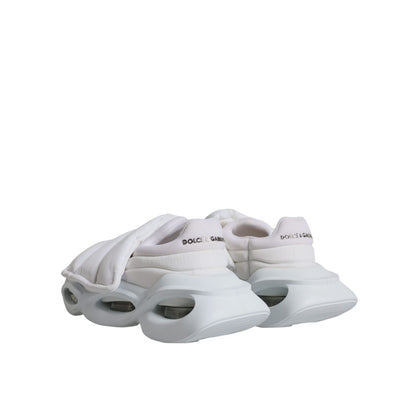 Dolce & Gabbana White Padded Fabric Low Top Sneakers Shoes