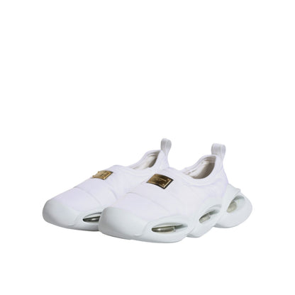Dolce & Gabbana White Padded Fabric Low Top Sneakers Shoes