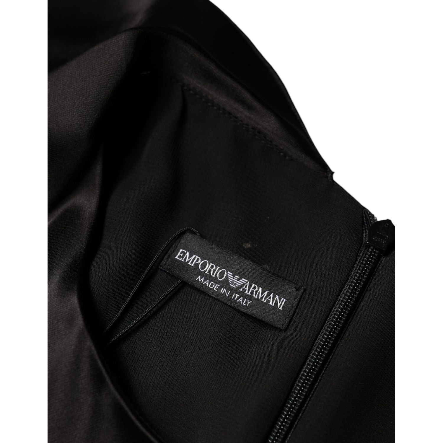 Emporio Armani Black Satin Long Sleeves Wrap Sheath Mini Dress