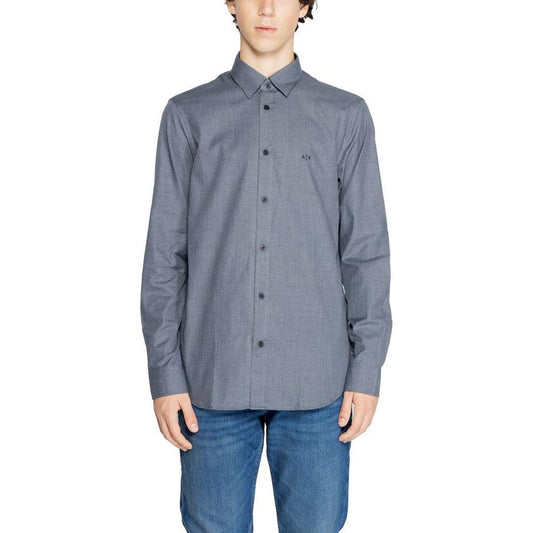 Armani Exchange Blue Cotton Shirt AR-14712000010-IT44 | S