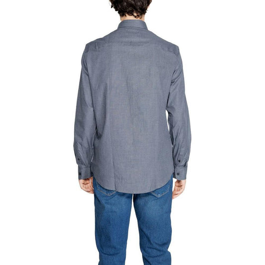 Armani Exchange Blue Cotton Shirt AR-14712000010-IT44 | S