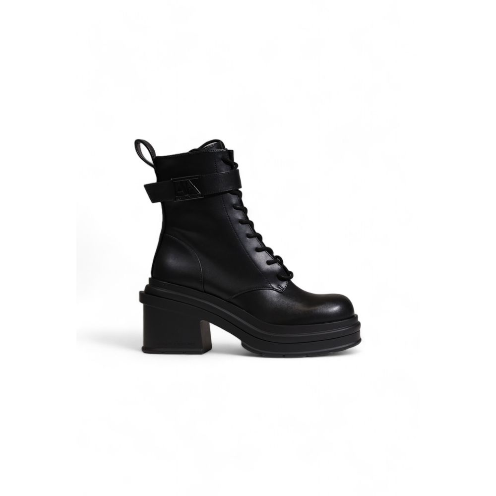 Armani Exchange Black Polyester Lace-Up Boots