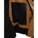 Dolce & Gabbana Brown Leather Full Zip Men Bomber Jacket JKT41576-46