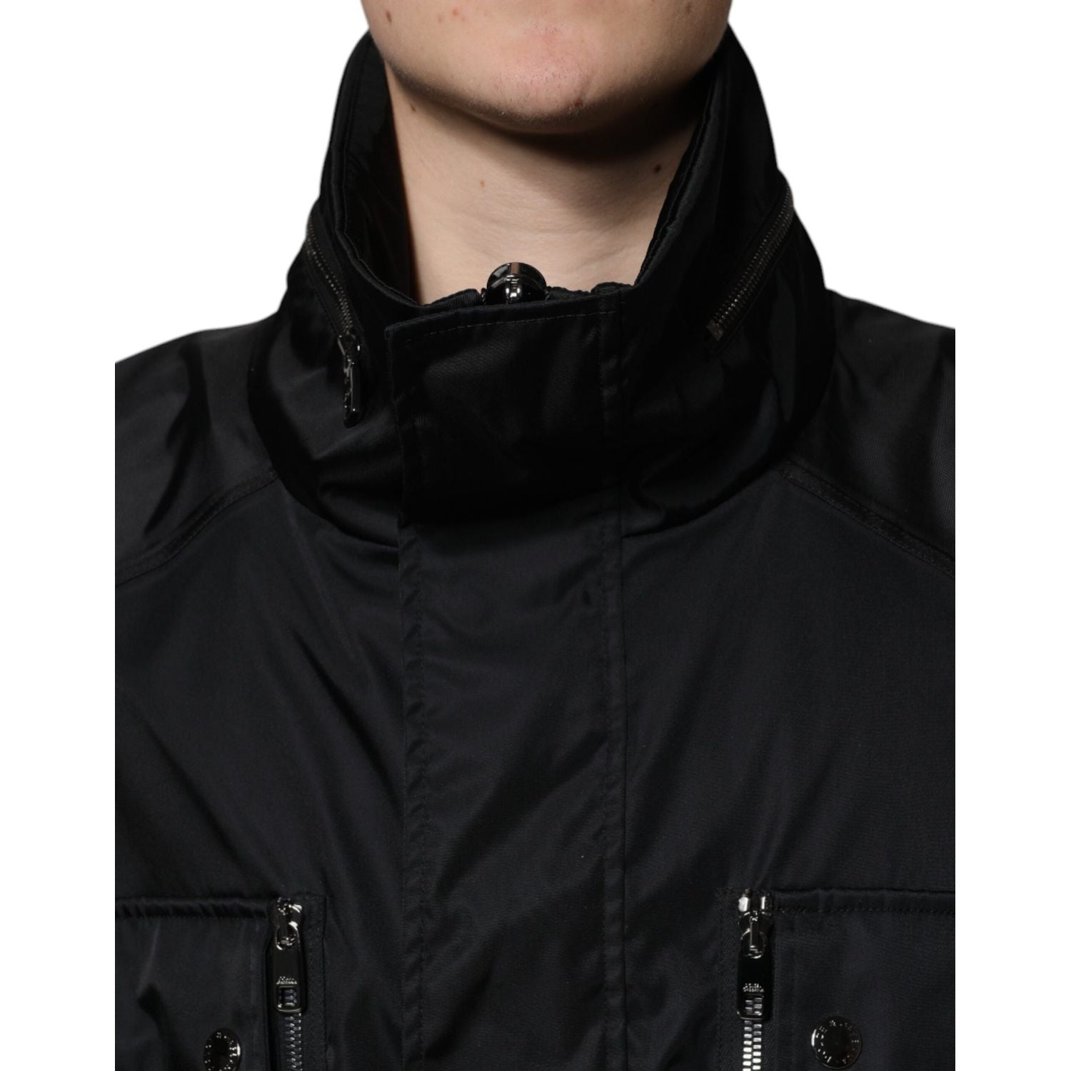 Dolce & Gabbana Black Nylon Winter Men Parka Coat Jacket