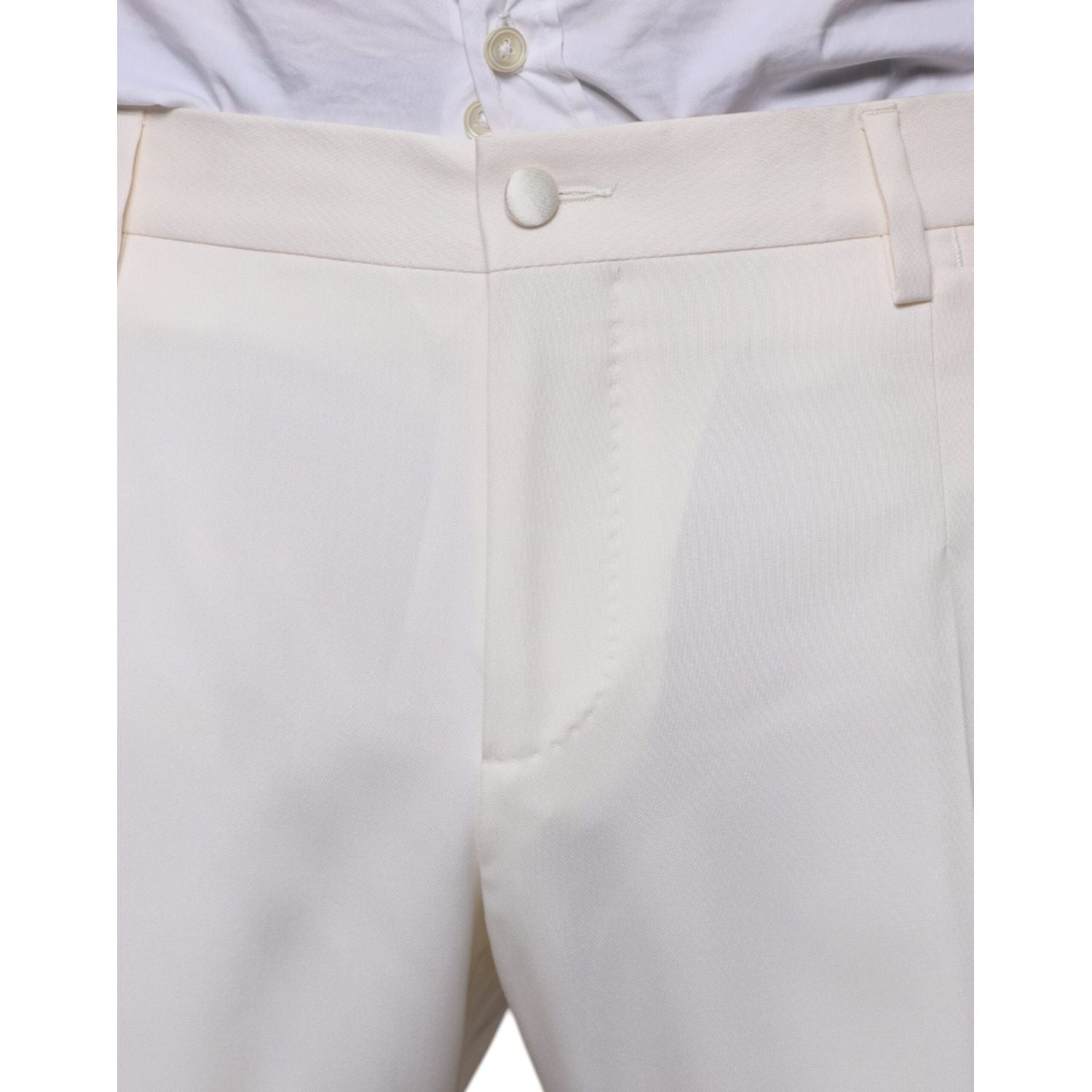 Dolce & Gabbana White Wool Silk 3 Piece SlimFit Formal Suit