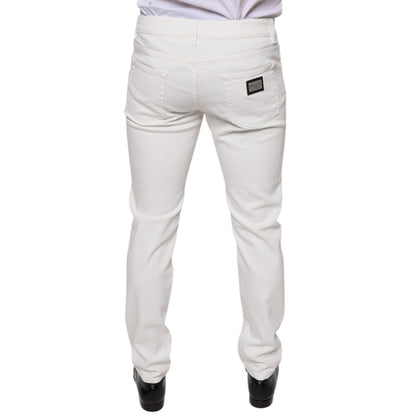 Dolce & Gabbana White Cotton Skinny Slim Men Denim Jeans