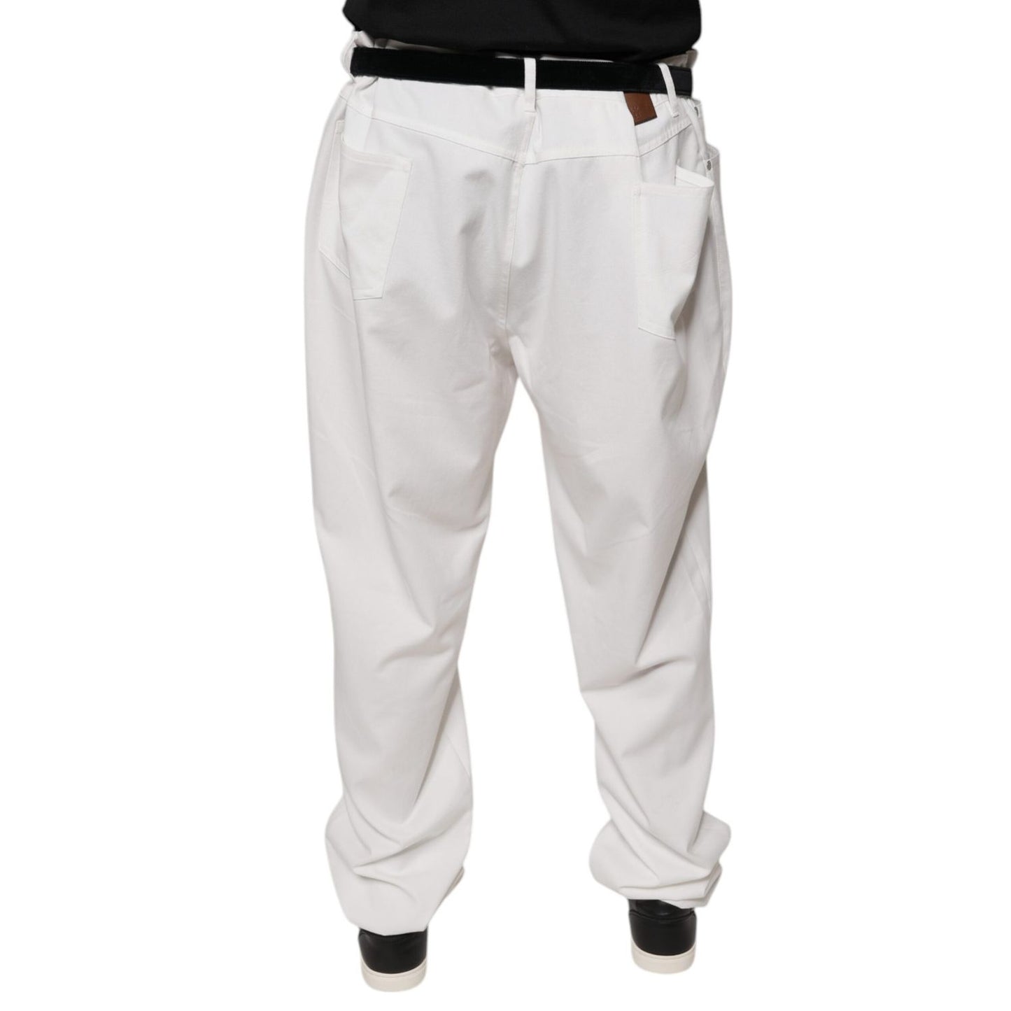 Brunello Cucinelli White Cotton Men Dress Tapered Pants