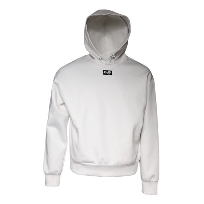 Dolce & Gabbana White D&G Logo Hooded Men Sweatshirt Sweater