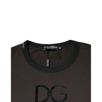 Dolce & Gabbana Brown Logo Cotton Crew Neck Pullover Sweater