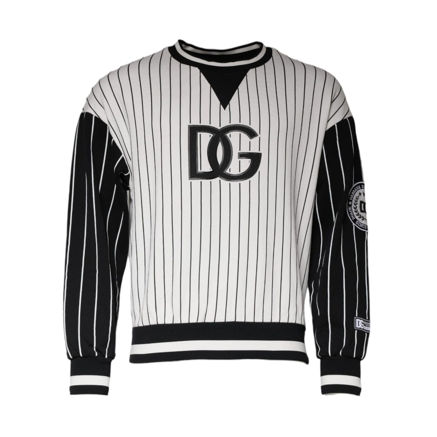 Dolce & Gabbana Black White Stripes Logo Sweatshirt Sweater