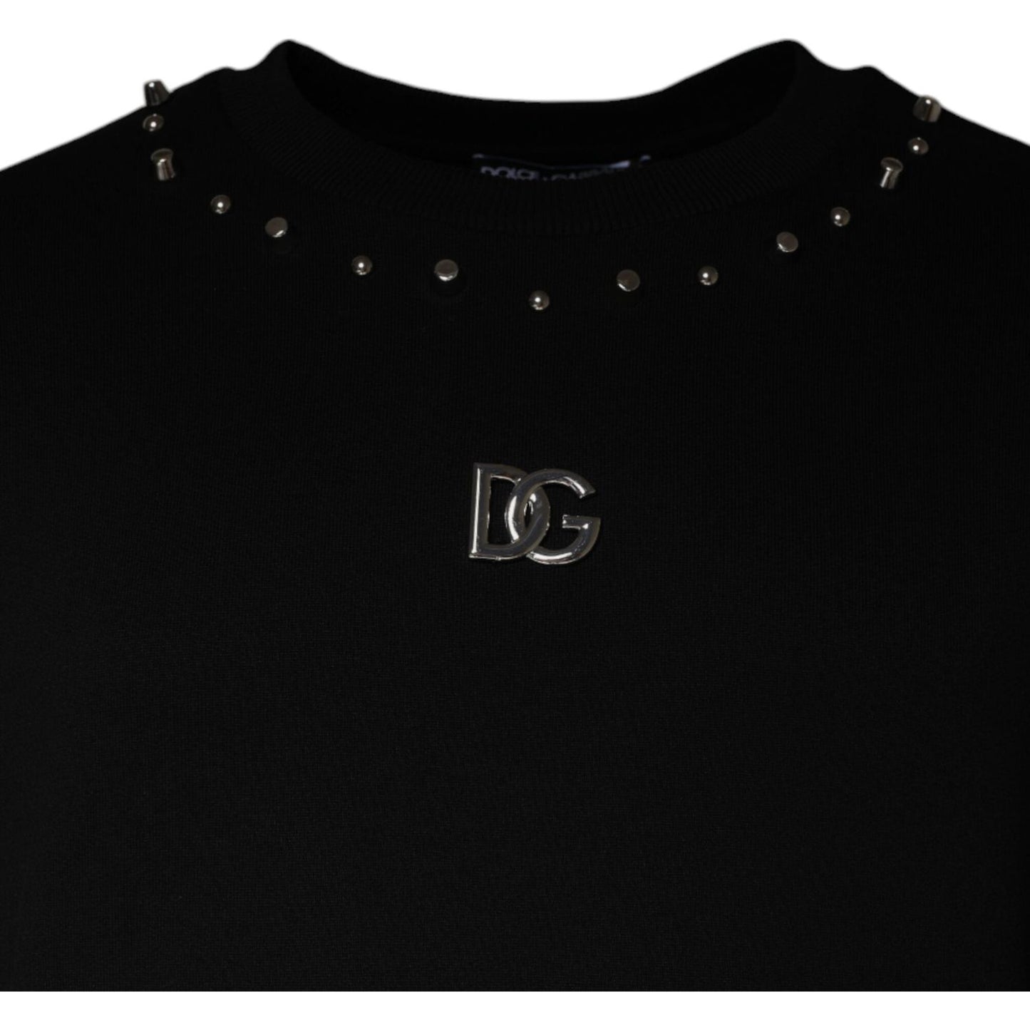 Dolce & Gabbana Black Logo Stud Pullover Sweatshirt Sweater TSH87009-48