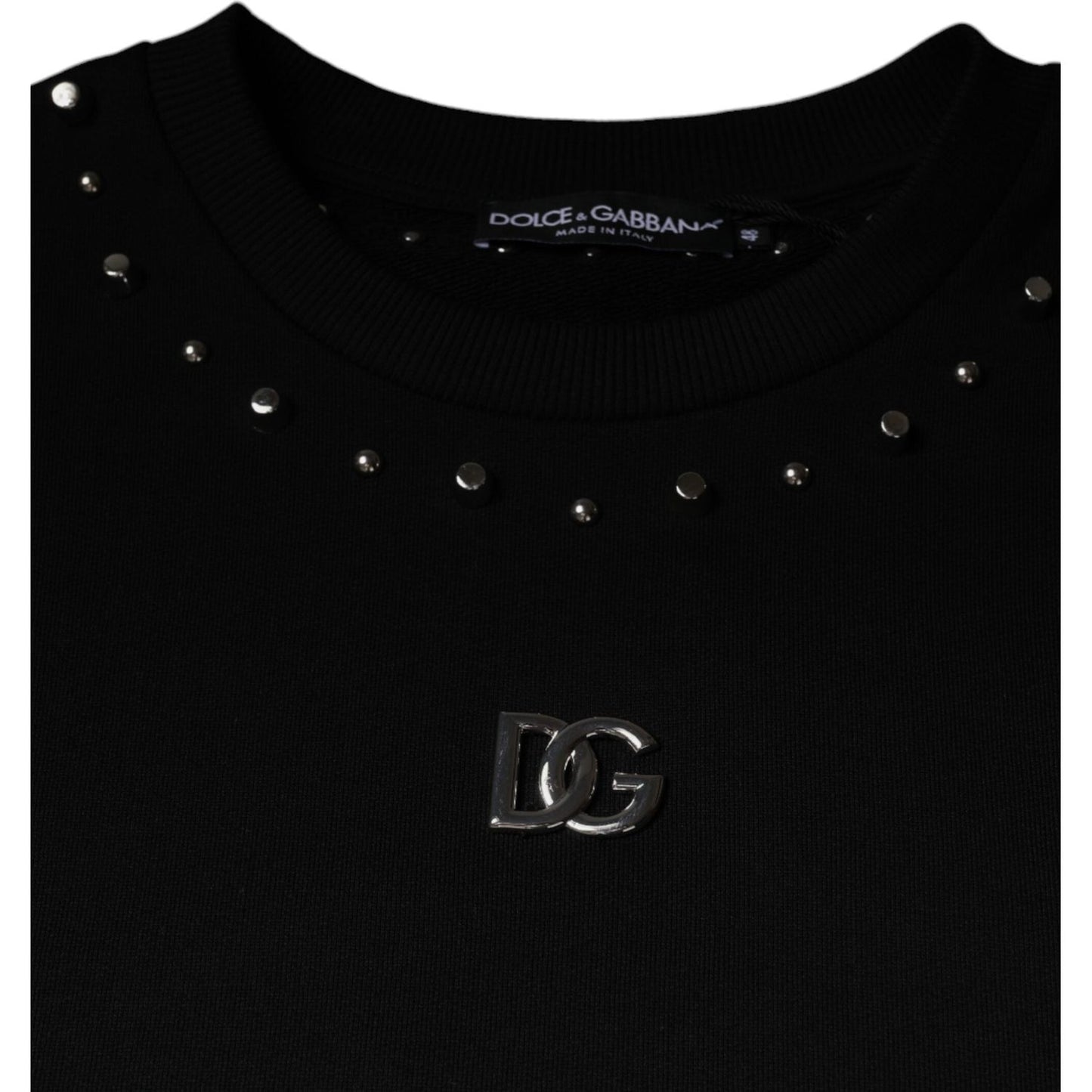 Dolce & Gabbana Black Logo Stud Pullover Sweatshirt Sweater TSH87009-48