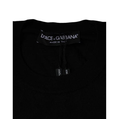 Dolce & Gabbana Black Crown Heart Crew Neck Pullover Sweater
