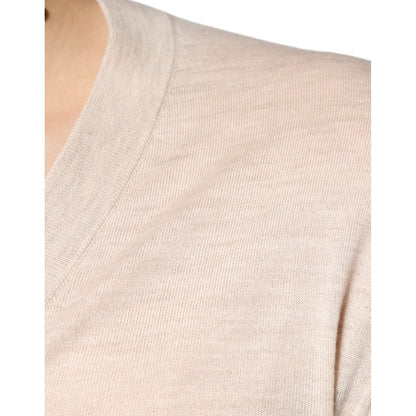 Dolce & Gabbana Beige Cashmere Button Down Cardigan Sweater