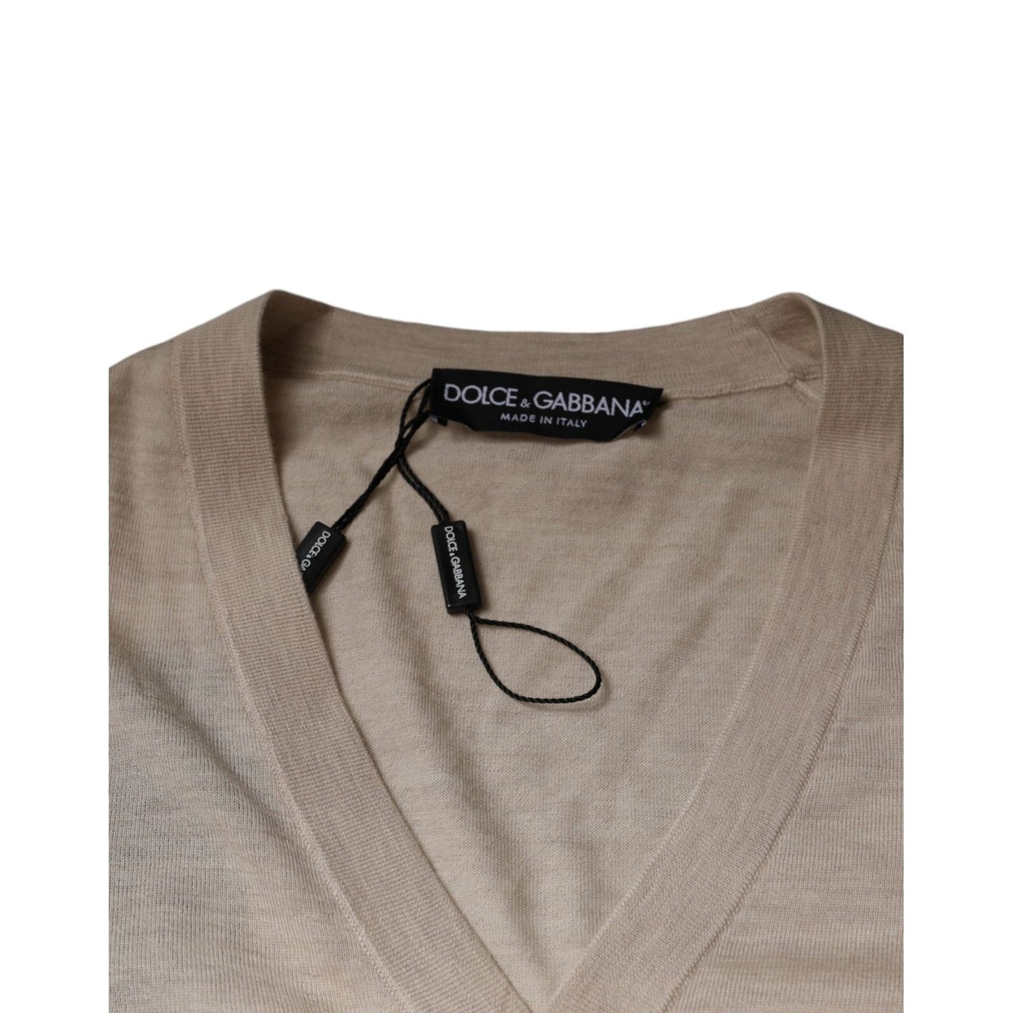 Dolce & Gabbana Beige Cashmere Button Down Cardigan Sweater