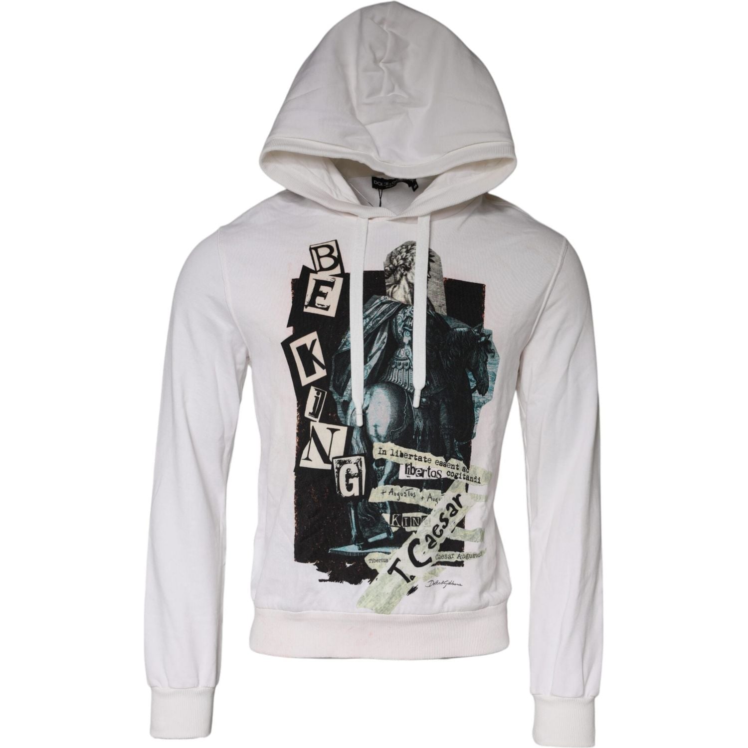 Dolce & Gabbana White Caesar Cotton Hooded Pullover Sweater