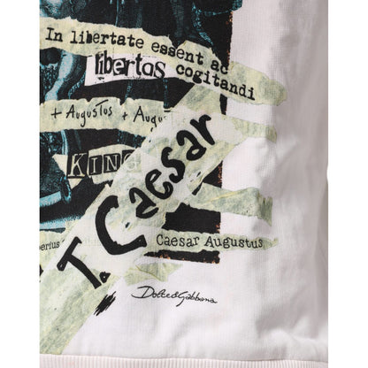 Dolce & Gabbana White Caesar Cotton Hooded Pullover Sweater