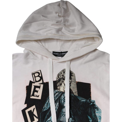 Dolce & Gabbana White Caesar Cotton Hooded Pullover Sweater