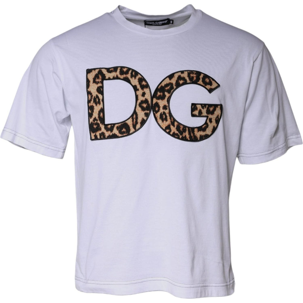 Dolce & Gabbana White DG Logo Cotton Shorts Sleeves T-shirt TSH84853-52